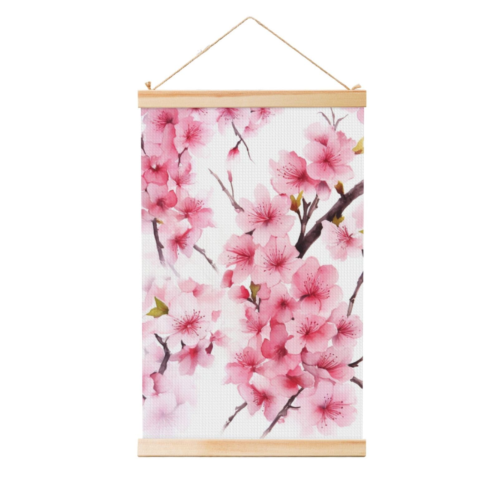 Cherry Blossom Posters Wooden Shaft Hanging Poster Canvas Prints Scroll Wall Art Painting Vintage Wall Banner Modern Artwork Decor for Home Decor Ready to Hang 20"x30"