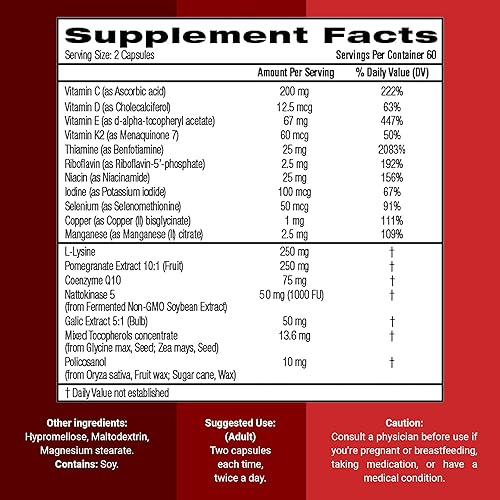 Miniatura 8 de Suplemento cardiovascular CoQ10 150mg - Coenzima Q10, nattoquinasa, granada, ajo y lisina para el colesterol en la sangre, circulación, suplemento