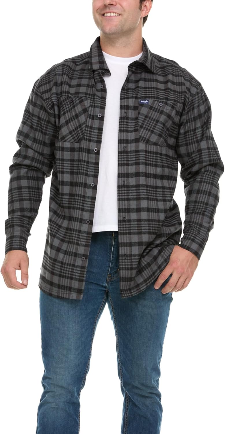 Wrangler Men's Big and Tall Plaid Button Down Shirt - Image 5