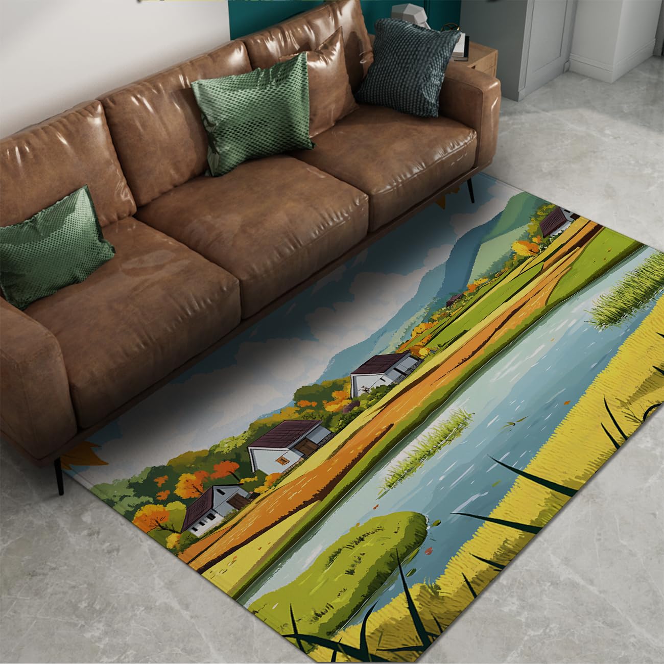 Tapis d'automne lavable pour salon cottage et salle à manger chaleureuse