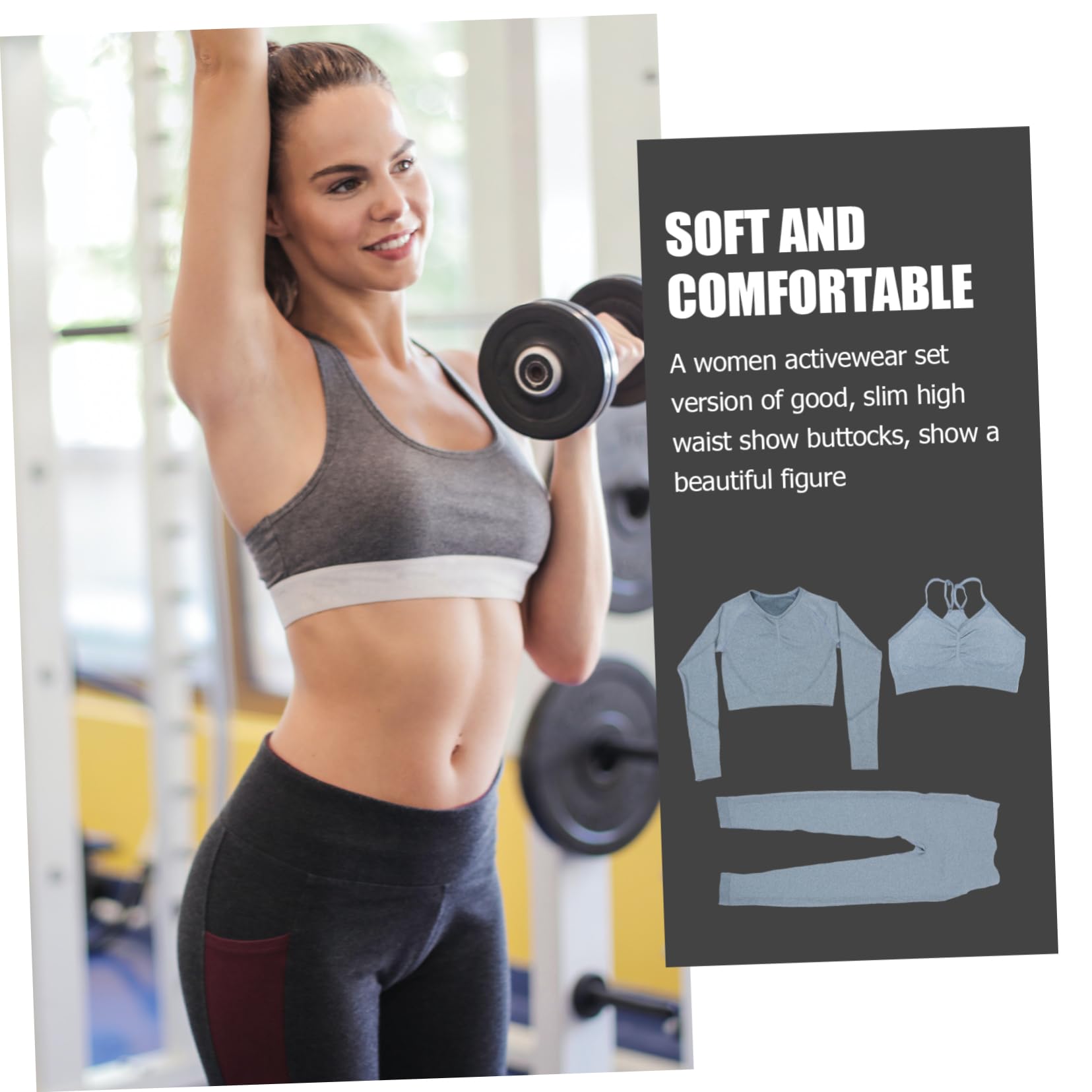 BESPORTBLE Yoga sans Coutures pour Femme Legging Haute Shirt à Manches Longues Tenue De Sport
