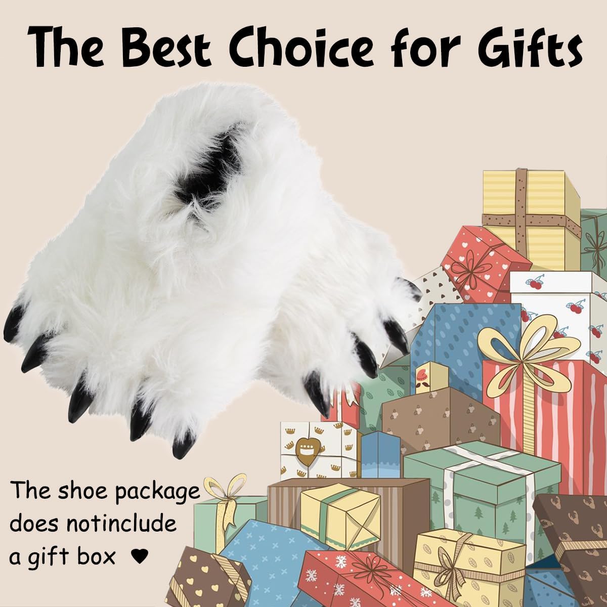 Caramella Bubble Cute Fuzzy Animal Paw Slippers Fluffy Animal Claw Slippers Soft Funny Monster House Shoes for Adults Women for Vacation Birthday - Image 7