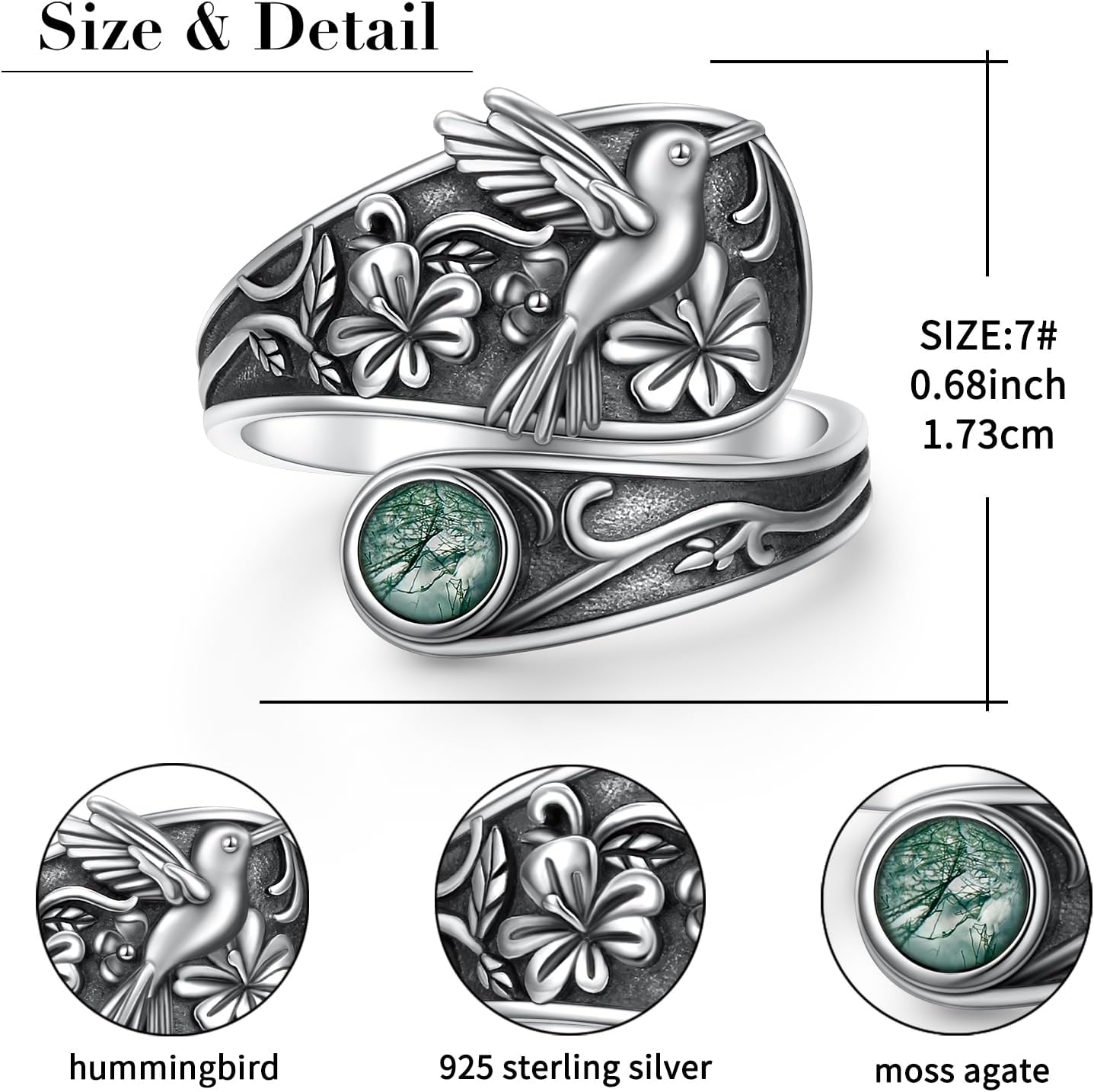 925 Sterling Silver Spoon Rings Butterfly/Dragonfly/Hummingbird/Cross Adjustable Sunflower Thumb Ring For Women Turquoise Boho Ring Vintage Rings Unique Jewelry Present for Christmas Mother's Day - Image 6