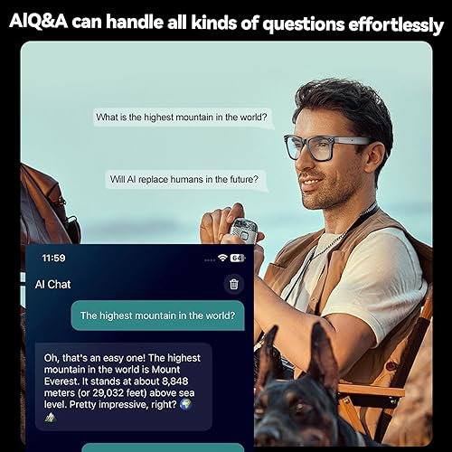 Miniatura 7 de Lentes inteligentes AI con cámara HD y Bluetooth, reconocimiento de fotos AI y diálogo interactivo, Bluetooth 5.4 con cancelación de ruido y batería