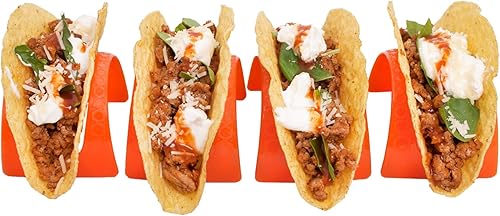 Soporte para tacos (paquete de 8) - Soporte para tacos, conchas suaves y duras para llenar y servir sin ensuciar, juego de servidores de plástico,