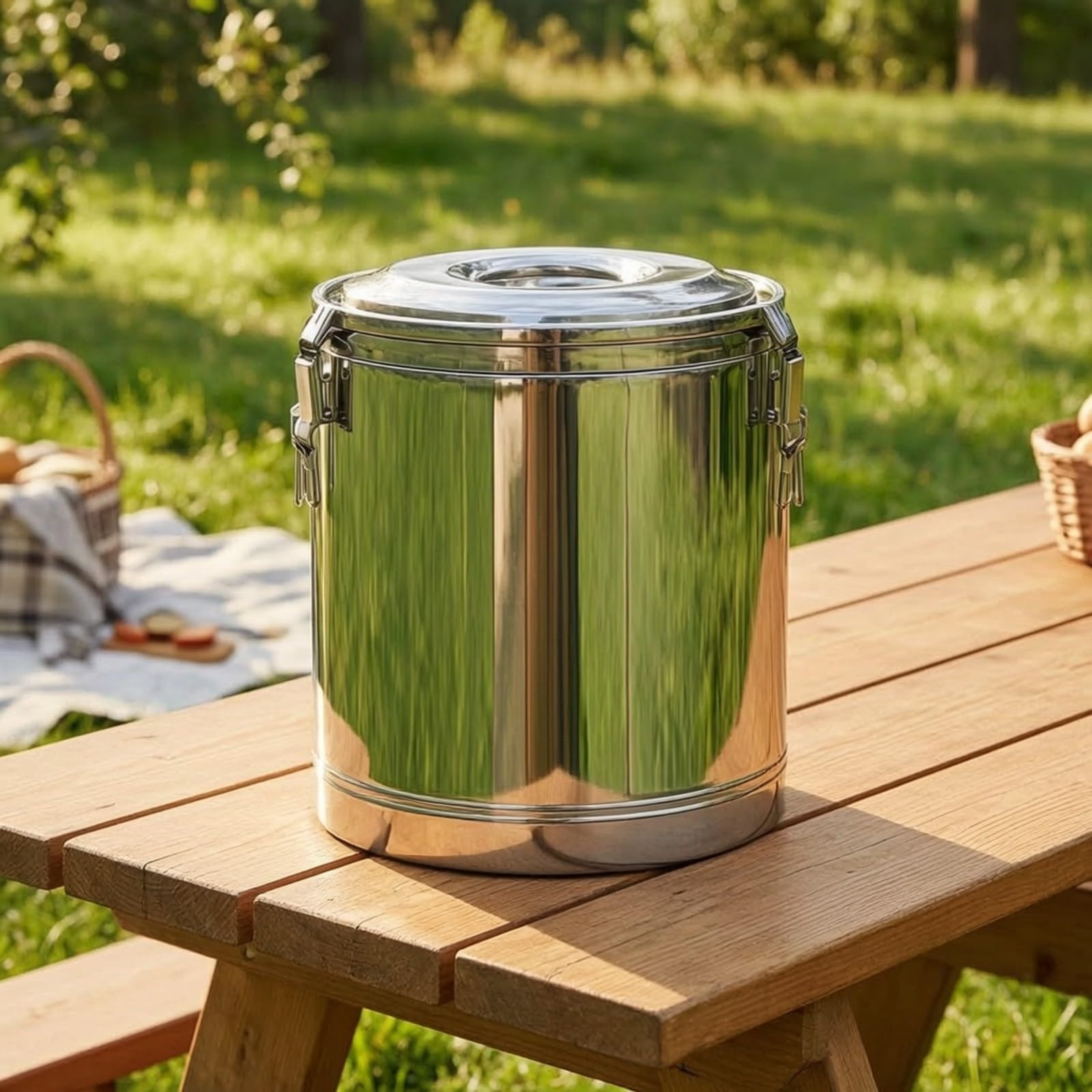harayaa Contenitore Termico con Coperchio e Manici Isolante Contenitore Termico in Acciaio Inox Ermetico Portabibite Isol per Operri Ristorazione, 30, 3 Rubinetto W