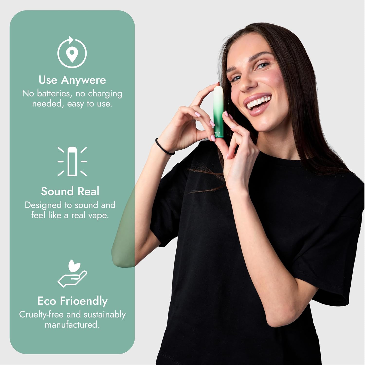 Quitz Peppermint Smokeless Inhaler | Nicotine-Free Flavored Air Inhaler | Non-Electric Oral Fixation Habit Aid | Break the Smoking & Vaping Habit | Fresh Peppermint