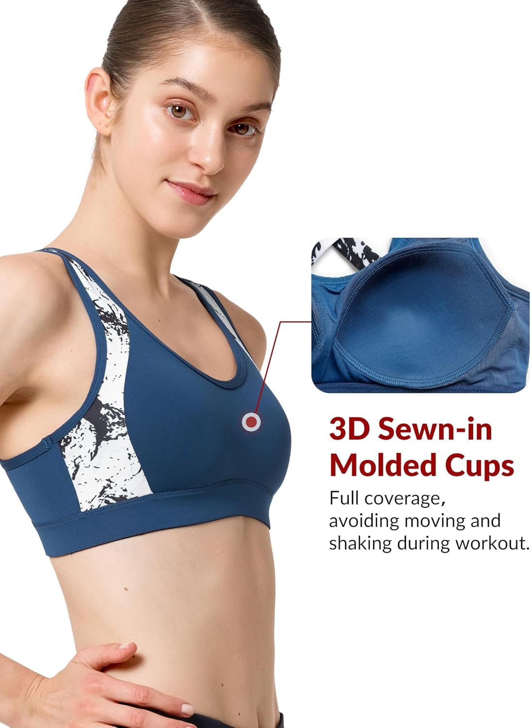 Yvette Sports Bra High Impact Womens 32A-48DD Cross Back Push Up High Support Bra Plus Size - Image 3