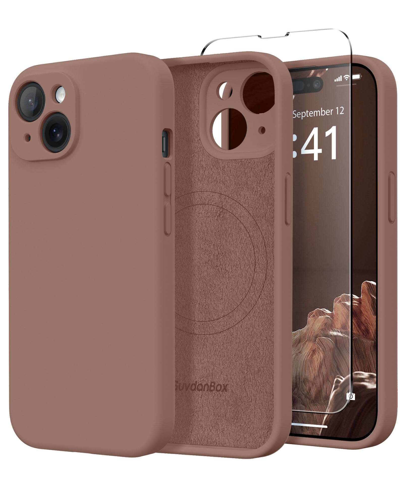 Magnetic for iPhone 14 Case Silicone Brown