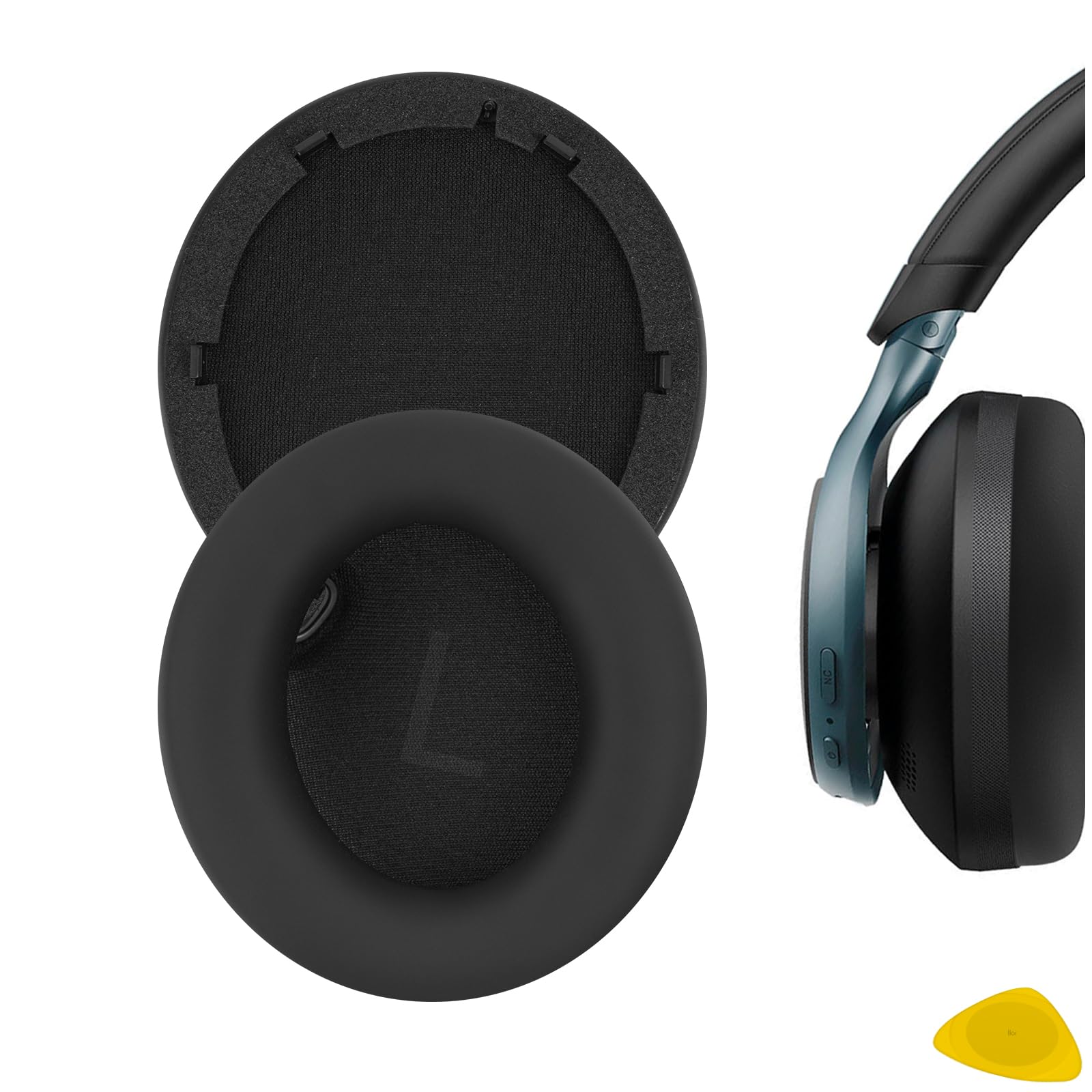 Geekria QuickFit Replacement Ear Pads for Anker Soundcore Space One Headphones, Repair Parts (Black)