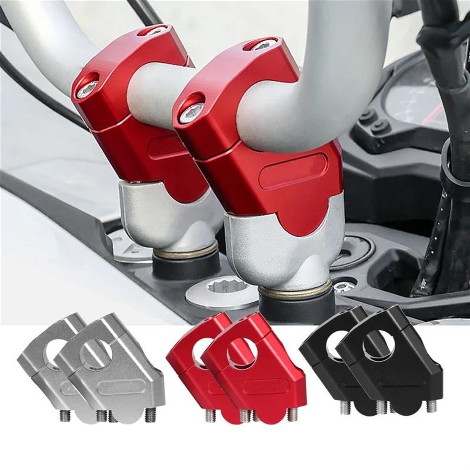 Supporto Manubrio Moto Riser Manubrio Morsetto 28mm 22mm per Y&amaha FZ6 S2 FZ 6 per FAZERMT-07 MT-09 MT07 MT09 MT 07 MT 09 Rialzatore Manubrio(Nero,28mm)