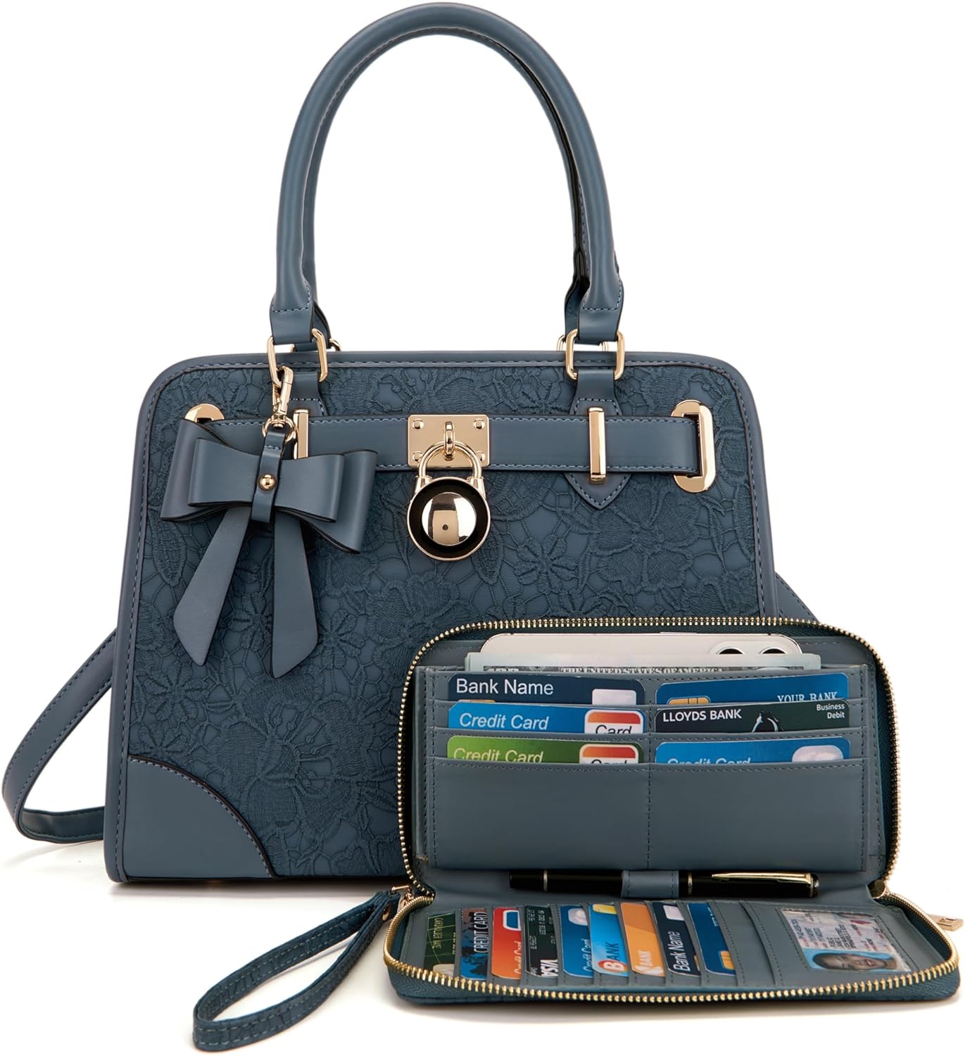 Qiyuer Medium Handbags For Women Vegan Leather Purses Set Satchel Tote Bags With Matching Wallet 2pcs - Image 6