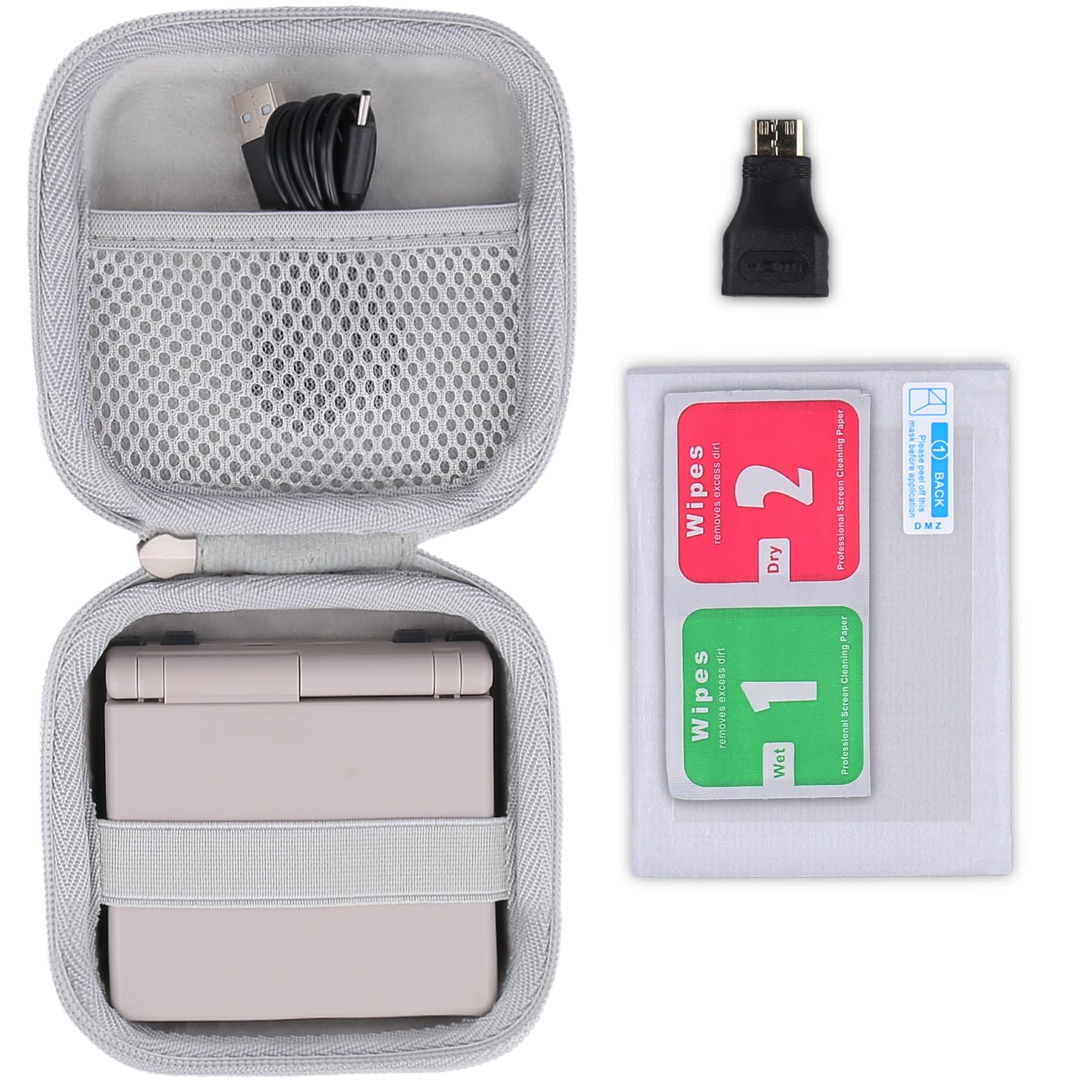 Khanka Hard Carrying Case for Anbernic RG35XXSP Retro Handheld Game Console,Storage Cover with 1 HDMI Adapter,1 Screen ProtectorRG35XXSP Game Console Not Included. (White)