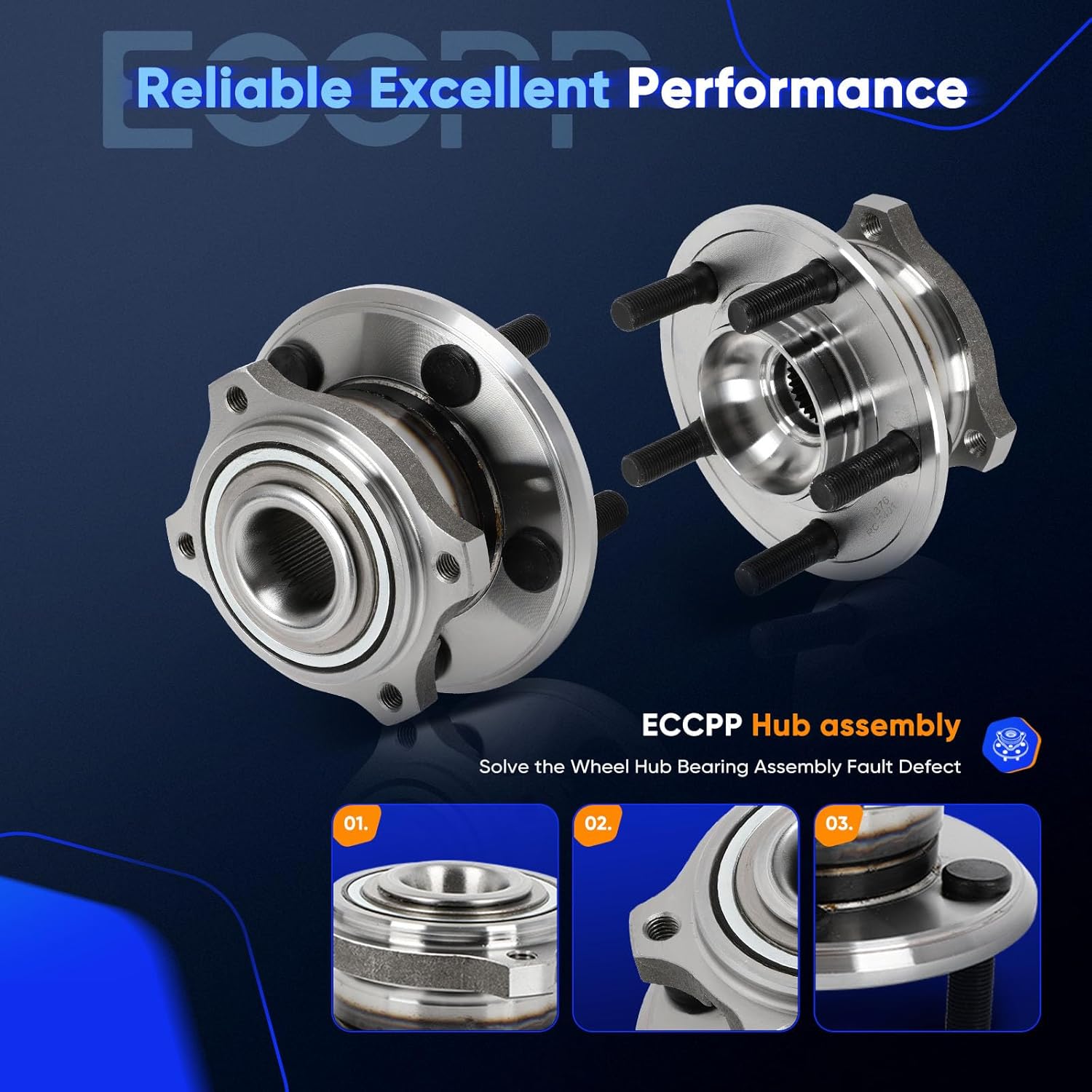 ECCPP Wheel Hub and Bearing Assembly Rear 512369 fit 2009-2014 For Dodge Charger, 2009-2014 300, 2008-2014 For Dodge Challenger Replacement For 5 Lugs Wheel Bearing Hubs 1 pcs