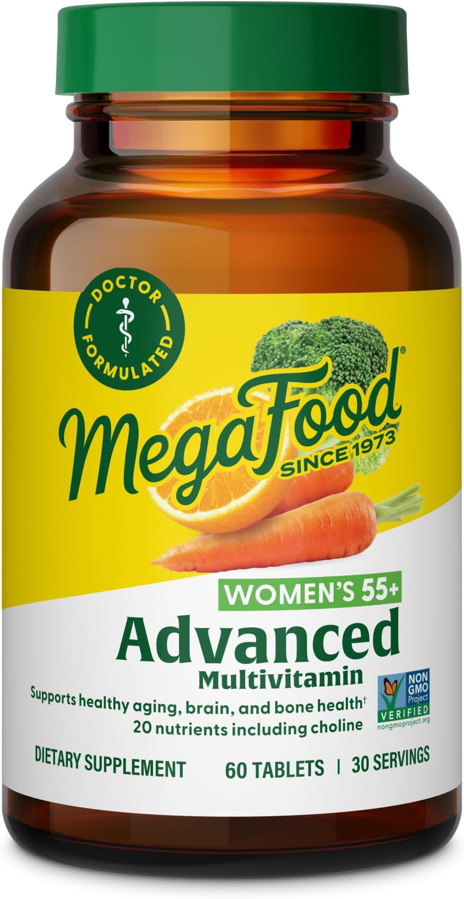 MegaFood, Multi for Women 55+, Supports Optimal Health and Wellbeing, Multivitamin and Mineral Dietary Supplement, Gluten Free, Vegetarian, 60 tablets (30 servings)