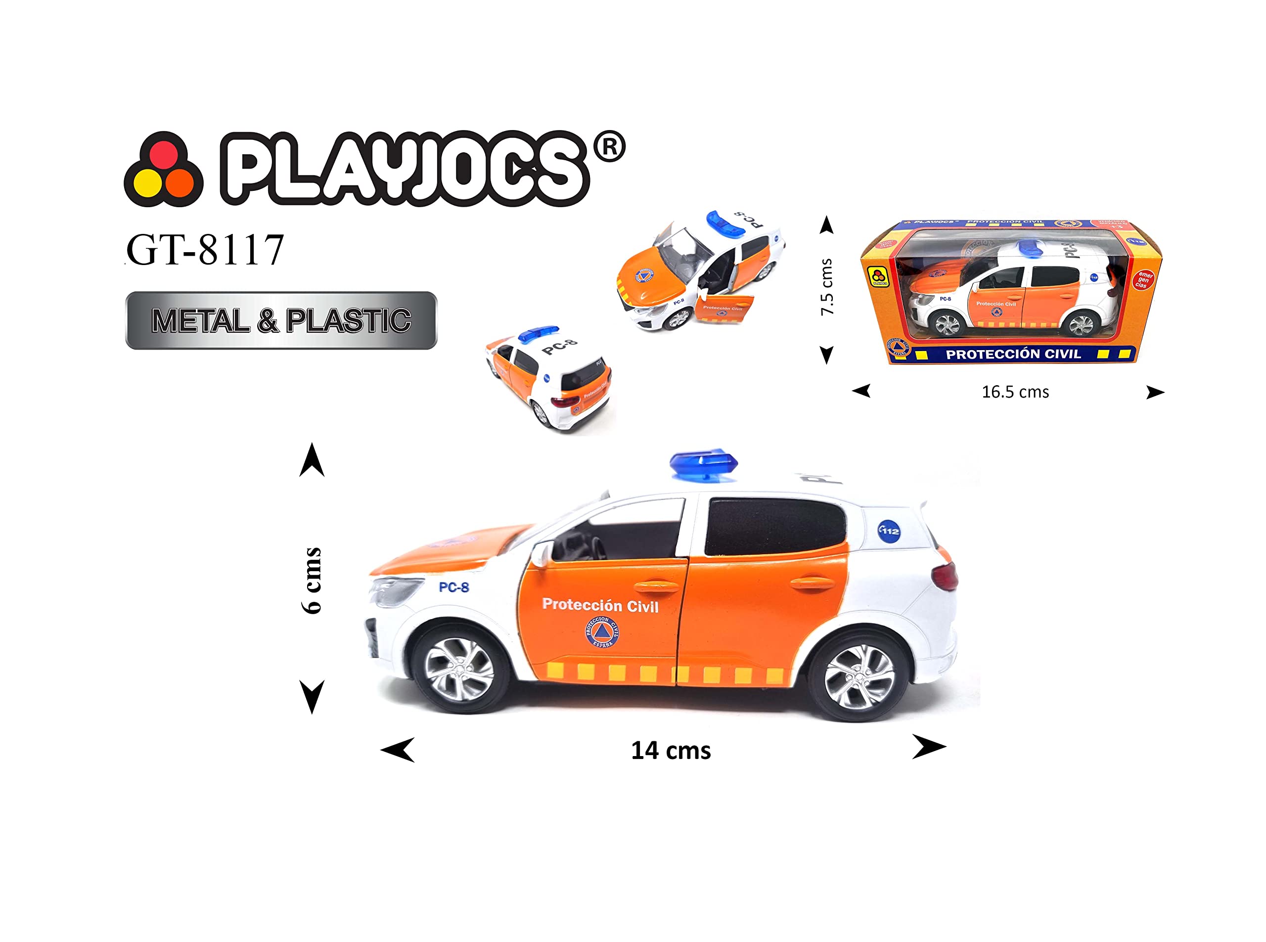 PLAYJOCS GT-8117 Car Civil Protection, Sky Blue, 16.5 cm x 7 cm x 6 cm - Image 4