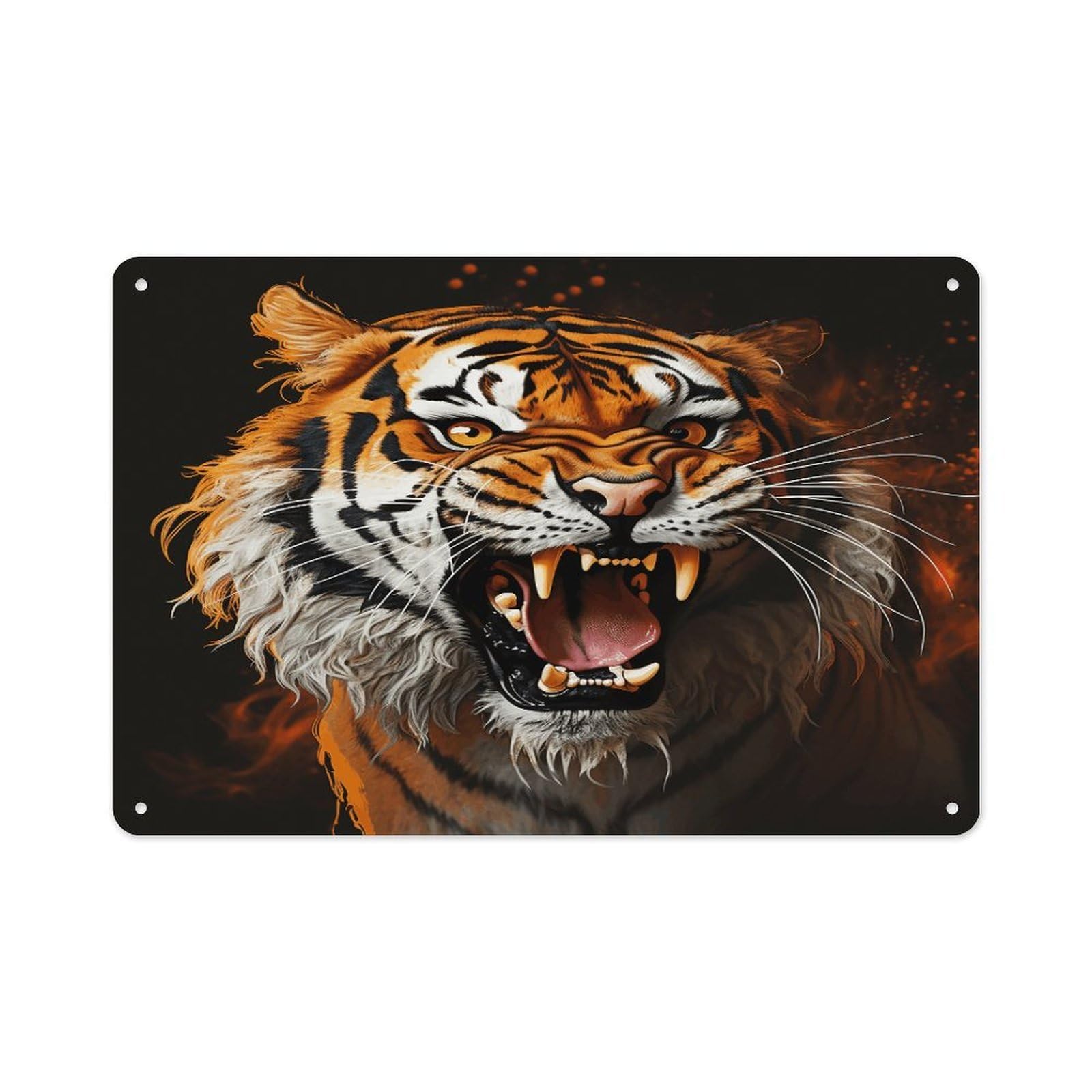 VstaDank Metal Aluminum Roaring Tiger Sign Wall Decor Vintage Metal Sign Plaque Boho Wall Hanging Decor Sublimation Picture Panel Personalized Plaque Poster 8x12in