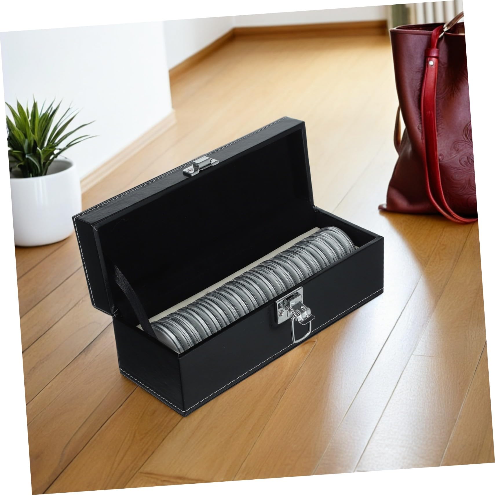 Angoily Coffret Rangement Pièces de Monnaie 20 Emplacements Transparent Hermétique pour Collectionneurs Compact Portable Étui Monnayeur Protection Capsules Usage Numismatique