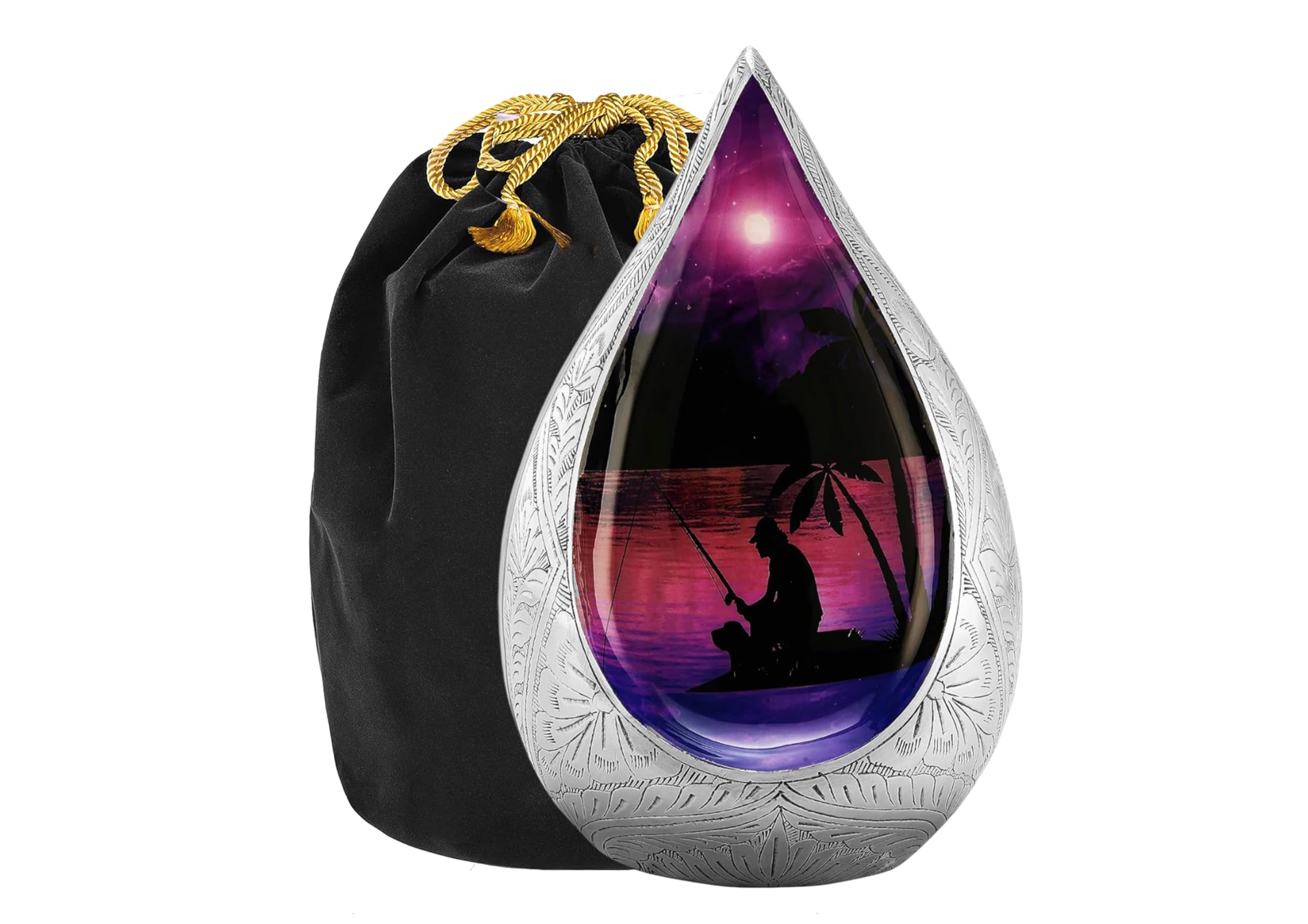 Urns of Dignity Everlasting Teardrop Cremation URNS,URN for Human Ashes, Adult URN for Funeral, Burial, Columbarium or Home, Cremation Urns for Human Ashes Adult (Fishing Puprle, Adult)