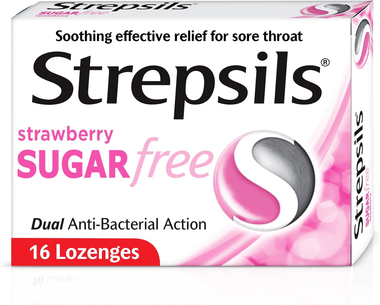 Strawberry Sugar Free, Soothing Effective Relief from Sore Throats, 16 Lozenges