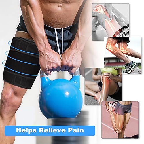 Miniatura 5 de supregear Soporte para muslo, envoltura cuádruple ajustable para isquiotibiales, manga de compresión de muslo de neopreno para músculos de la ingle
