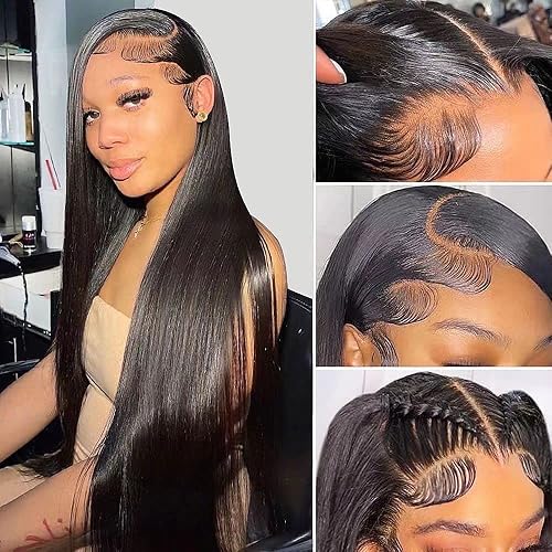 Iris Queen Pelucas de cabello humano lacio HD con encaje frontal de 13 x 4, predepiladas, densidad 12A, 180, cabello humano virgen brasileño,