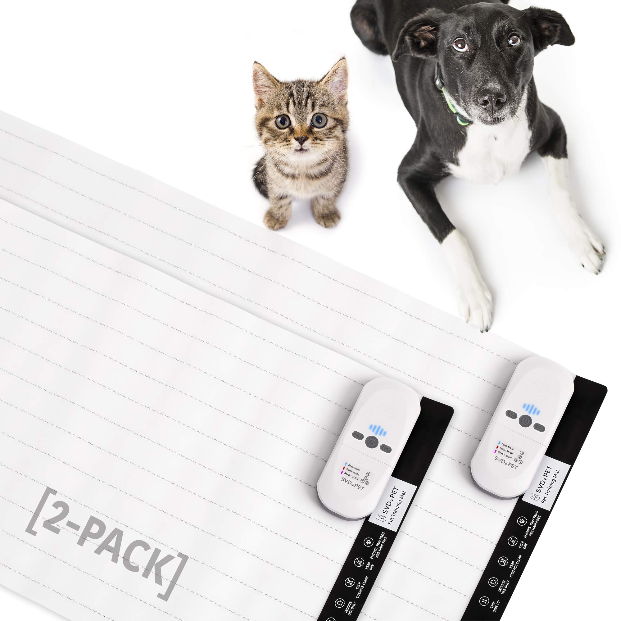 SVD.PET (2-Pack) Pet Training Mat, 60" X 12", Shock Pad, Cats Electronic Repellent Scat Mat for Indoor, 3 Training Modes, 5 Levels, Pet Safe Auto Power Off, Keep Dog Off Couch