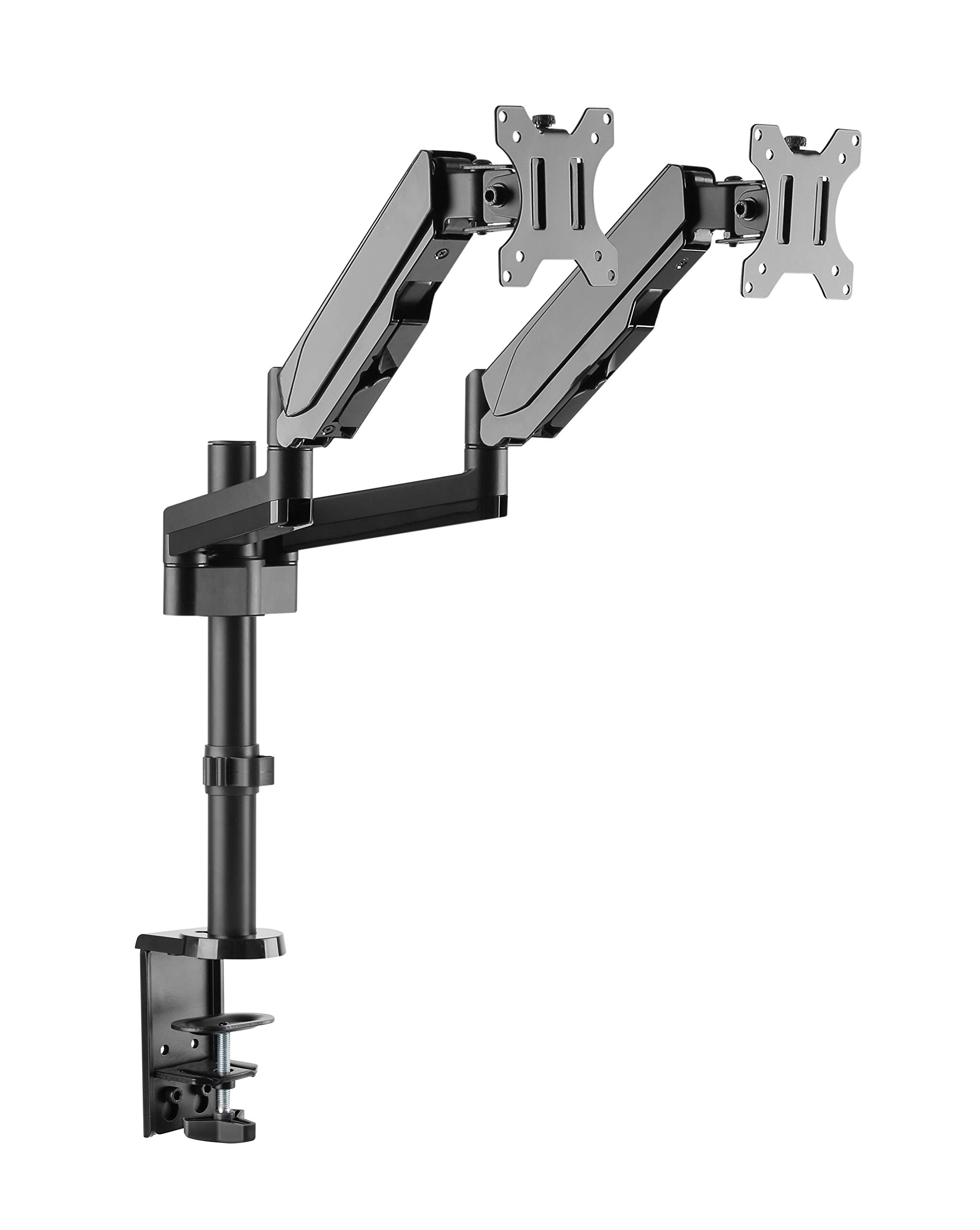 HALTERUNGSPROFI Dual 2 Fach Tischhalterung mit Gasdruckfeder für LED und LCD Monitore bis 32 Zoll VESA 75x75 100x100 OFFICE-GS424 (2 Monitore)