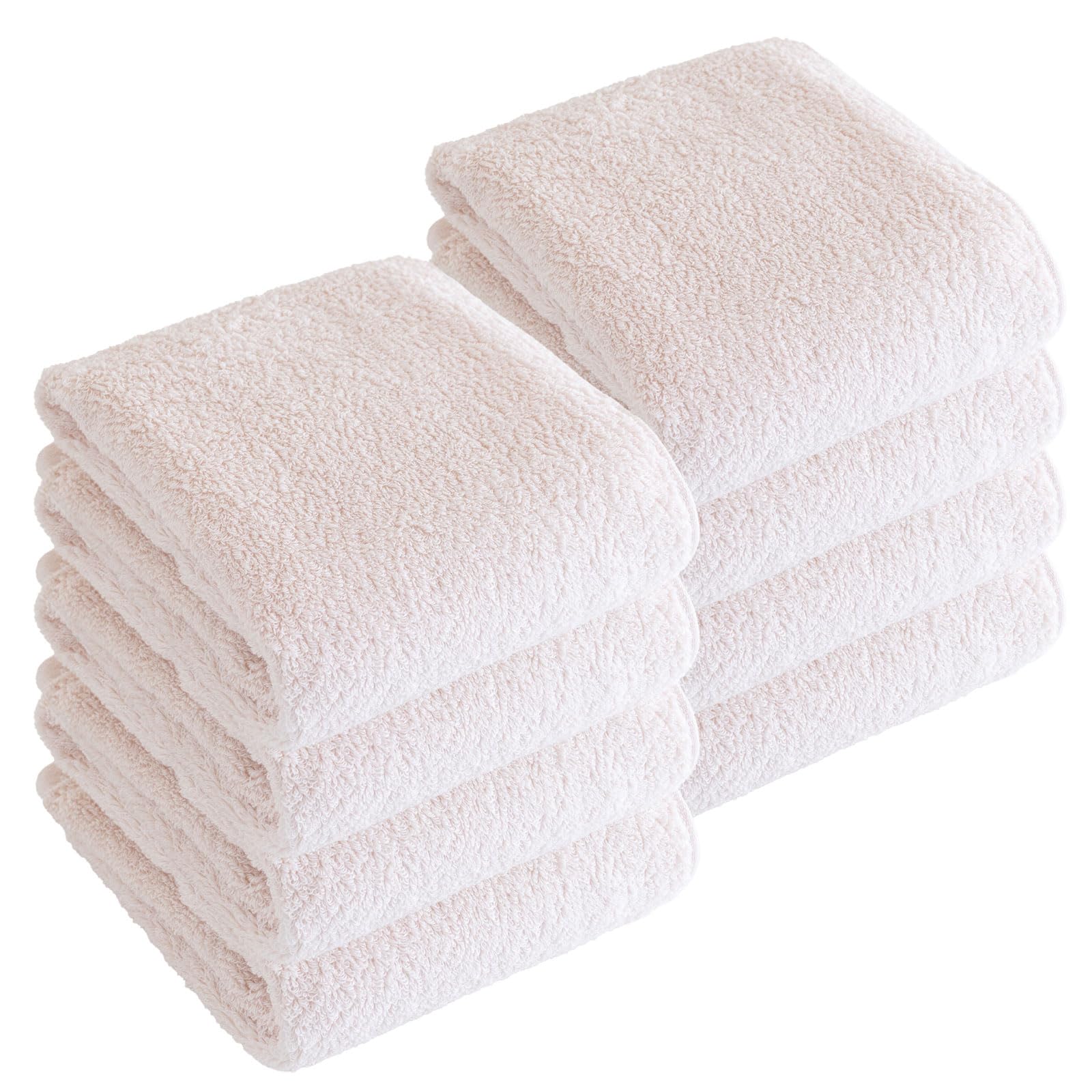 Imabari Towel nico Face Towels, Set of 8, Luxe, Hotel Towels, 13.4 x 31.5 inches (34 x 80 cm), Comfortable to the Touch, Hotel Specifications, Fluffy, 100% Cotton, Solid Color, Made in Japan (Sweet