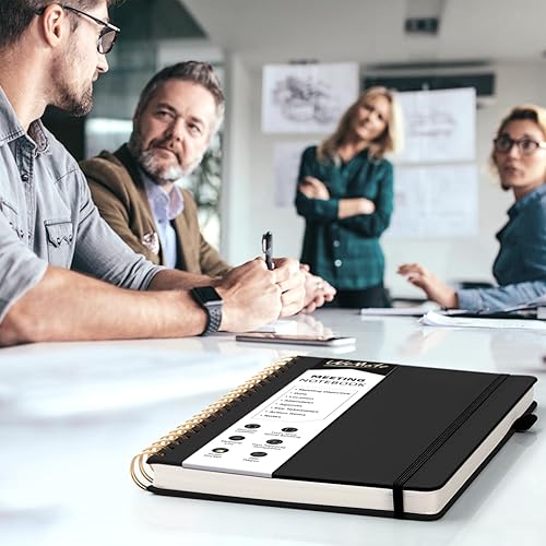 Miniatura 7 de WEMATE Cuaderno de reuniones para el trabajo B5 (7 x 10 pulgadas), cuaderno de trabajo de cuero PU con agenda, artículos de acción y notas, 200