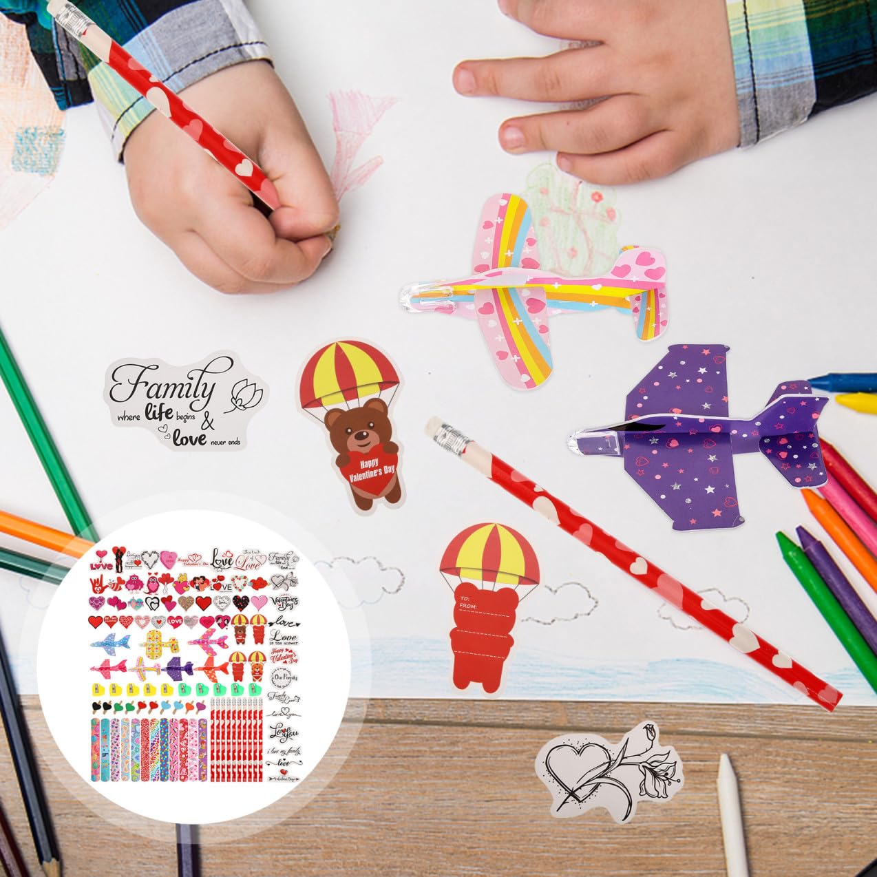 ibasenice 2 Sets Valentinstag Schreibwaren Set Für Kinder Klassenzimmer Schule Party Favors Spielzeug