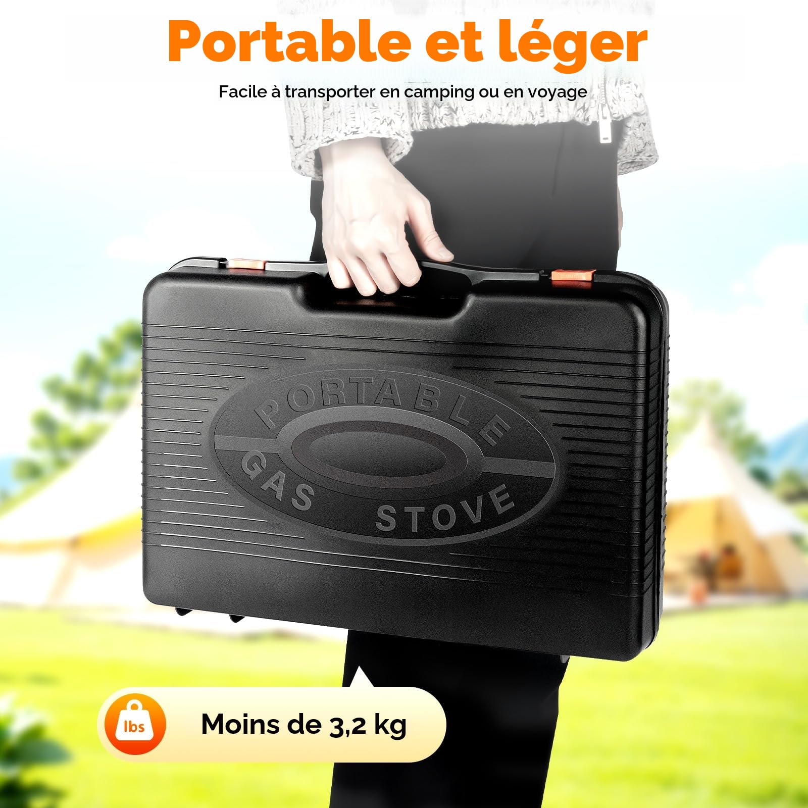 2 en 1 réchaud de camping portable et petit barbecue à gaz, barbecue-cuisinière, gril portable, réchaud à gaz de camping, barbecue au butane, adapté pour le camping, l'extérieur et l'intérieur
