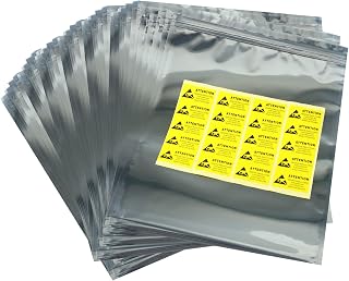 MWRF Source 100 PC Zip Lock Anti-Static Bags and Labels for Electronic Devices, 8x10 inches, 203x254 mm
