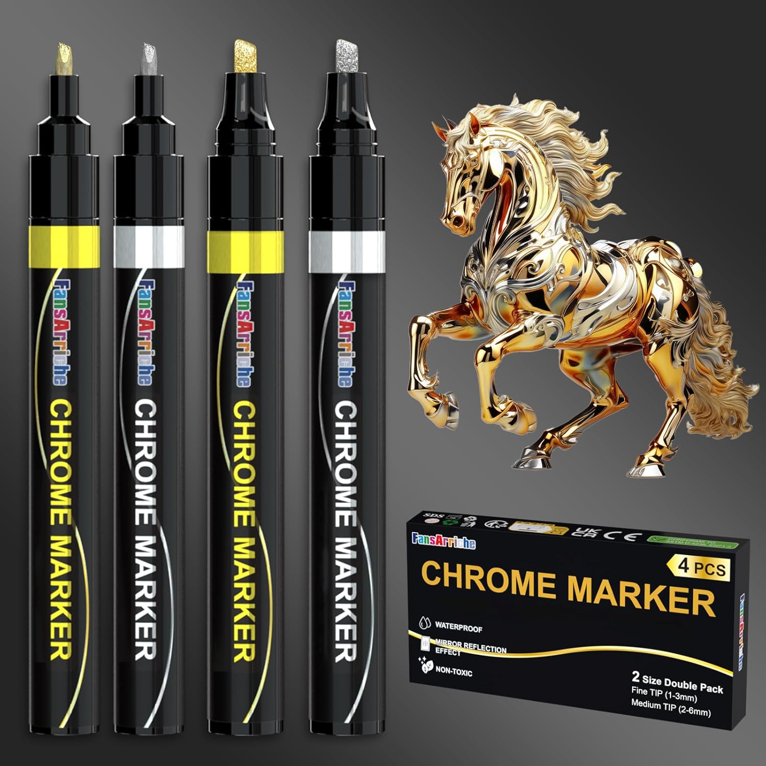 Flüssiger Chrom Marker - Hochglanz Spiegel-Effekt Auf Allen Oberflächen