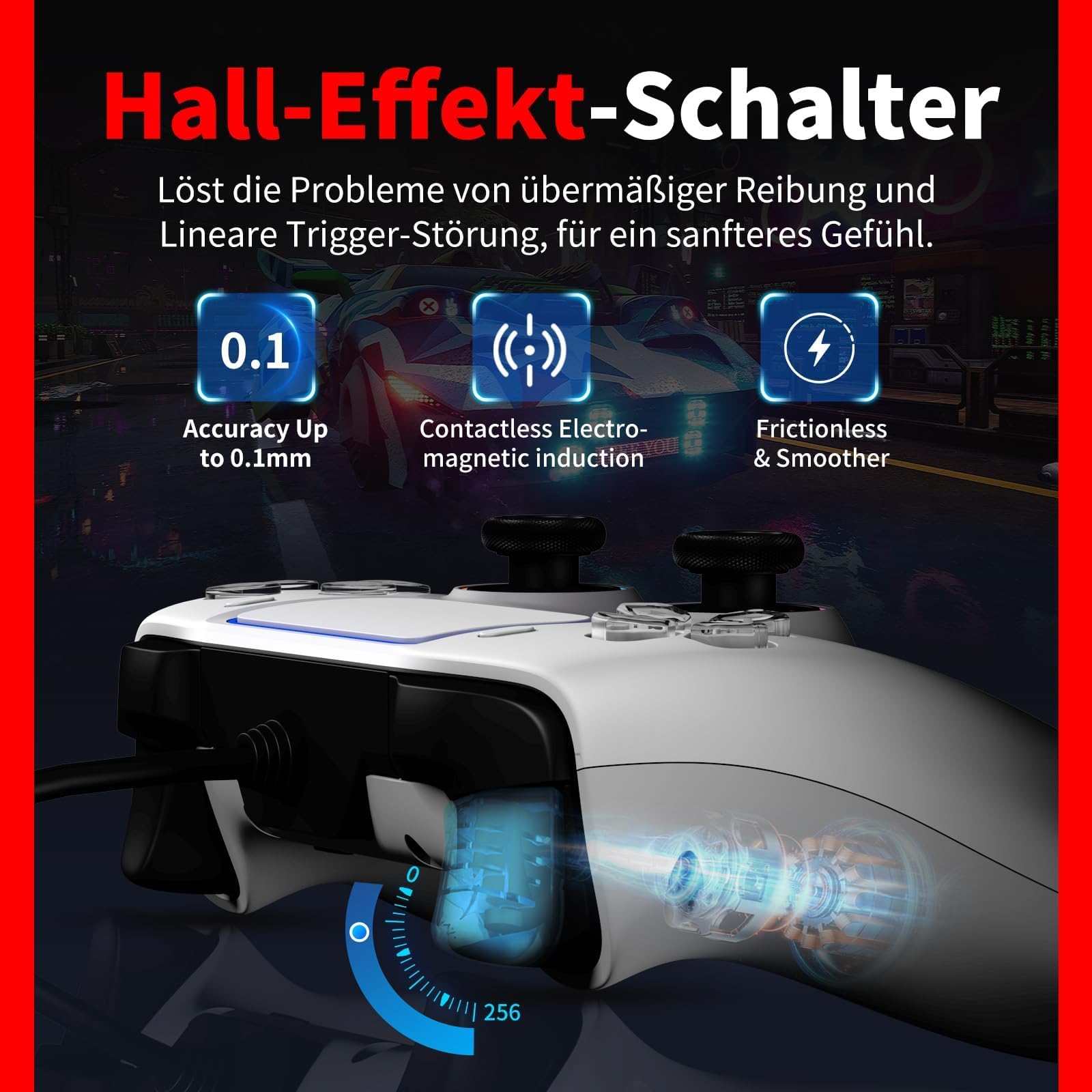 NBCP Wired Controller für PS5 Pro, Slim, PS4, PC/Steam – Kabelgebundenes Gamepad mit Turbo/Makrofunktionen, Dual-Vibration & 3,5-mm-Audiobuchse