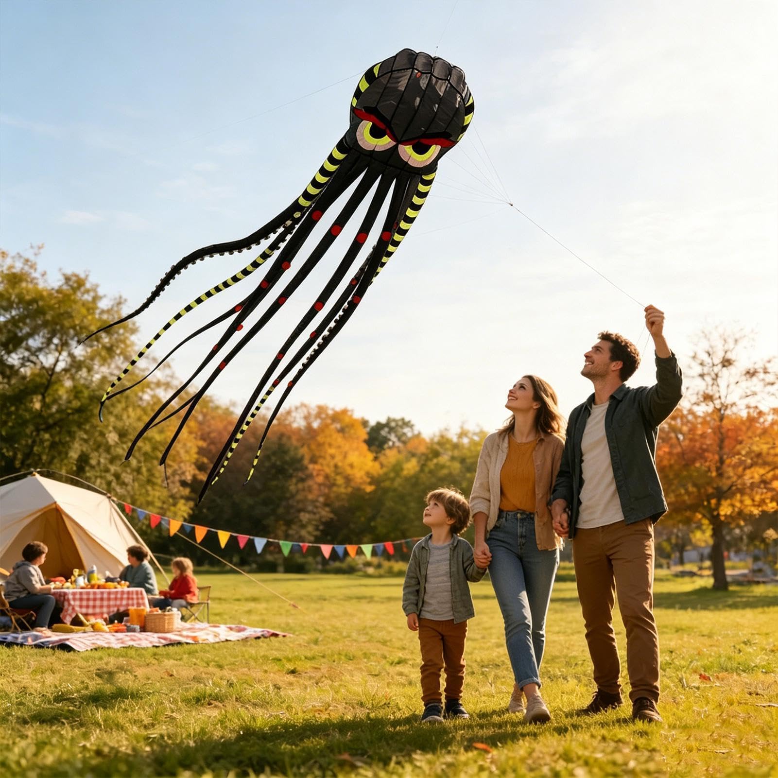 Cometa de Playa Pulpo, Juguete de Viento de 7,9 m, Accesorio para Adultos, Entretenimiento de Vacaciones, Gran Cometa, Actividad al aire libre, Accesorio de Playa