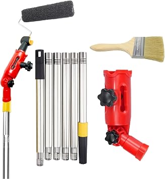 67" Multi-Angle Paint Brush Extender, Extension Pole Attachments with Rotating Head for Paint Rollers, Great for High Ceiling, Walls, Corners, Edges 67 Inch
