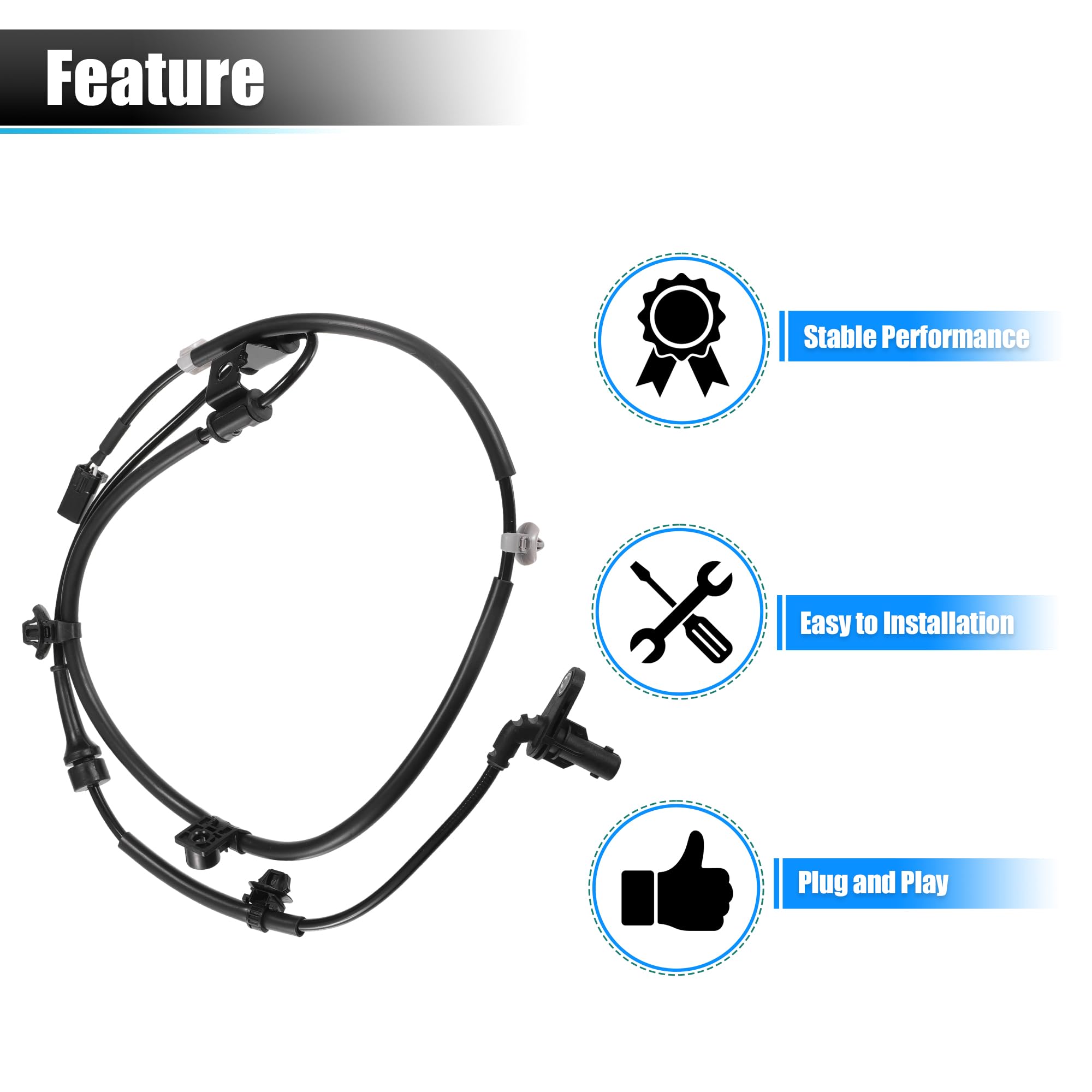 QUARKZMAN Capteur De Vitesse De Roue Abs Pour Hyundai Santa Fe 13-19 | Avant Gauche, Pour Hyundai Santa Fe Sport 2013-2018 & XL 2019, OE: 956702W000, Matériau: Plastique & Métal, Couleur: Noir