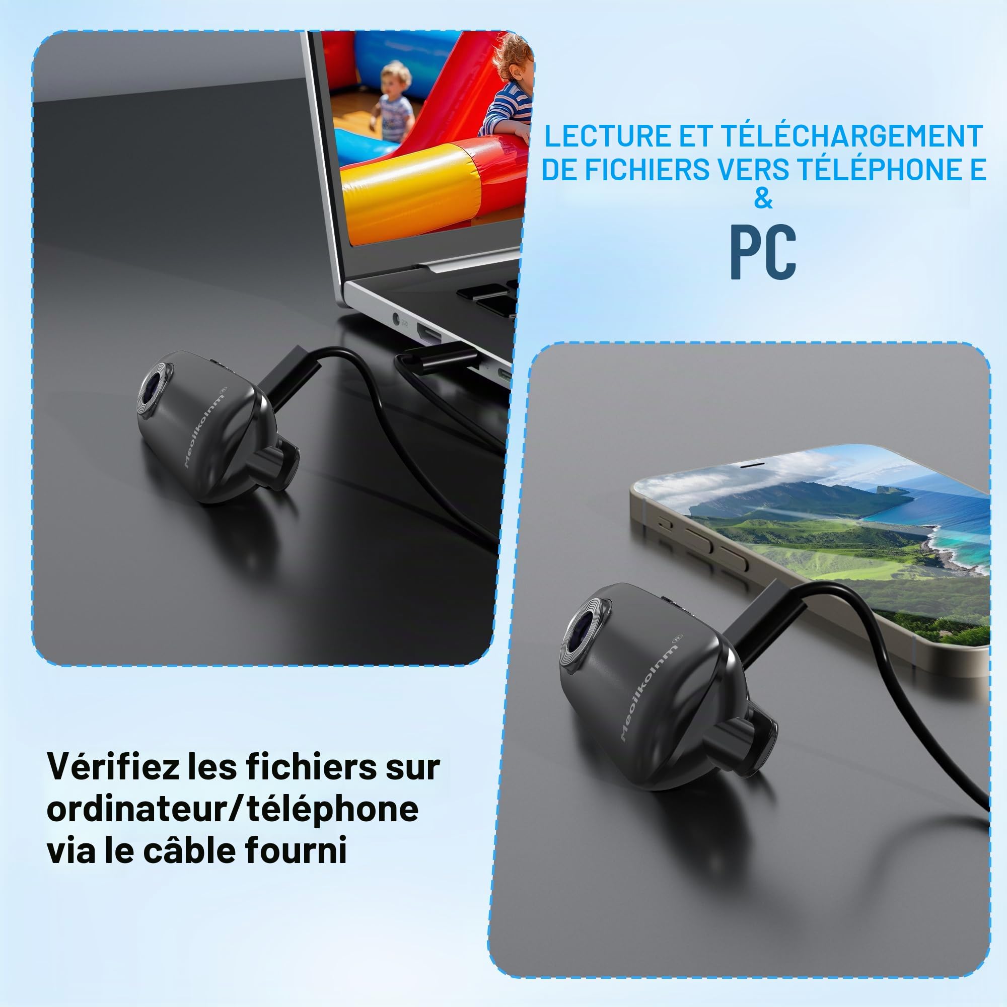 Meoilkolnm Mini caméra corporelle avec enregistrement vidéo audio 1080p 64 Go Portable POV Détection de mouvement Enregistreur vidéo avec poche magnétique DV Portable pour cyclisme, animaux
