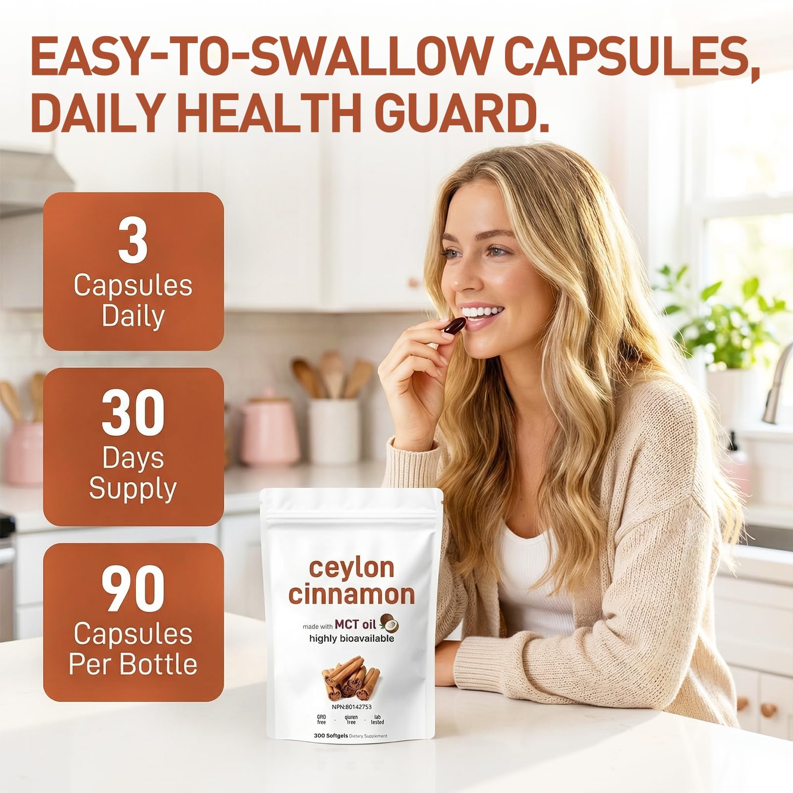 Ceylon Cinnamon Soft Gels with MCT Oil, Organic Ceylon Cinnamon Capsules, Highly Bioavailable Cinnamon Supplements, Non-GMO, Gluten Free, Micro Ingredients Formula – 300 Softgels (2Pack) — view 7