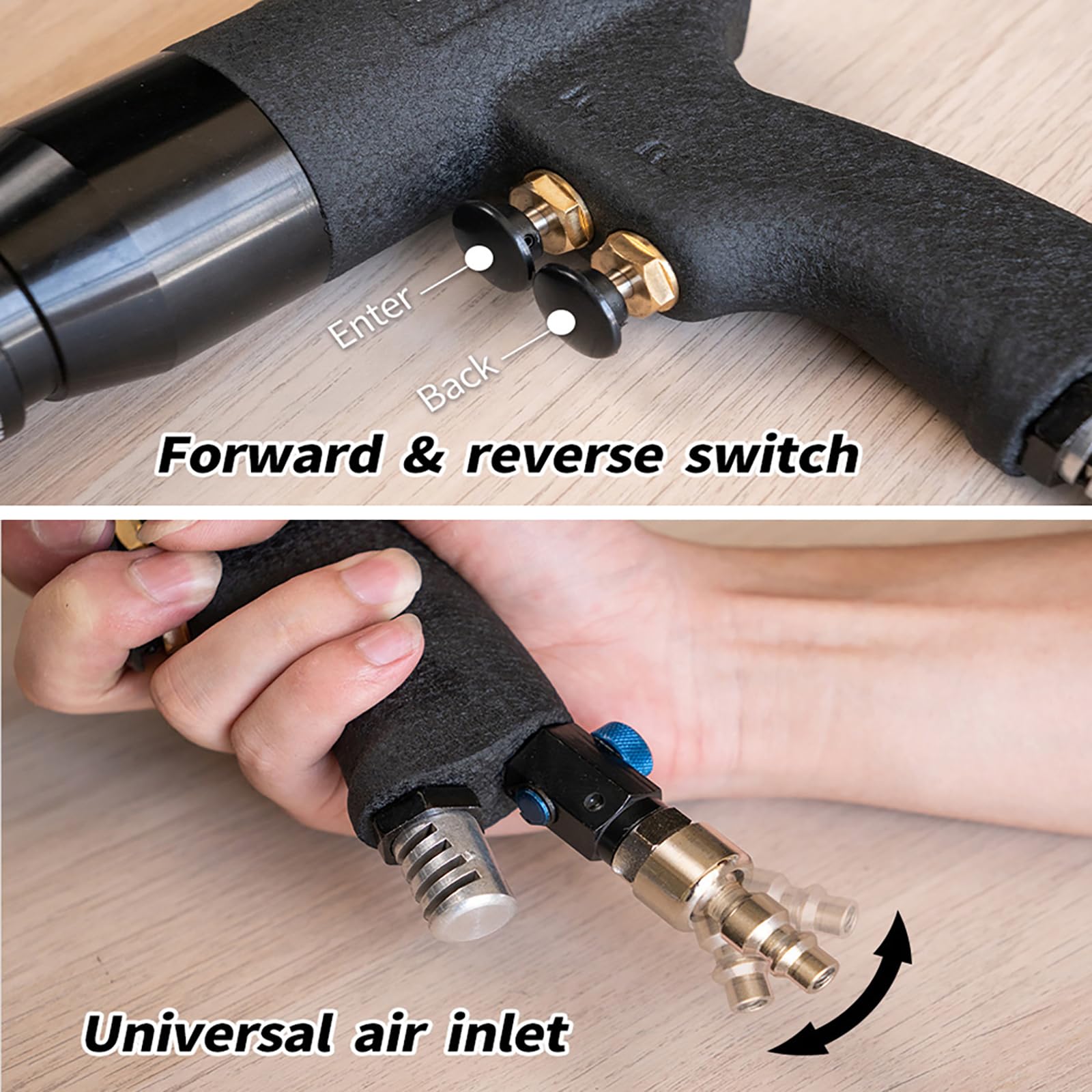 Rivettatrice pneumatica idraulica industriale – Kit di attrezzi Rivnut Premium per M3 M4 M5 M6 M8 M10 M12 – Potente pistola per rivetti ad aria perfetta per rivetti ciechi e dadi piatti – Rivettatrice