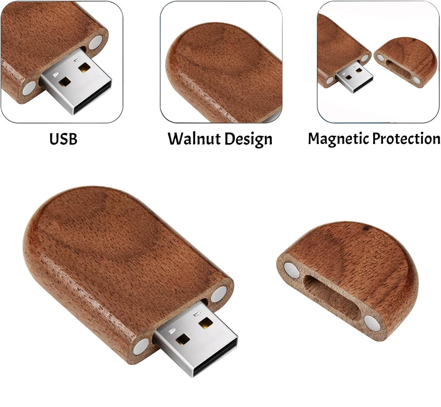 Paquete de 5 unidades de memoria USB de madera de almacenamiento USB 2.0/3.0 con madera (3.0/32GB)