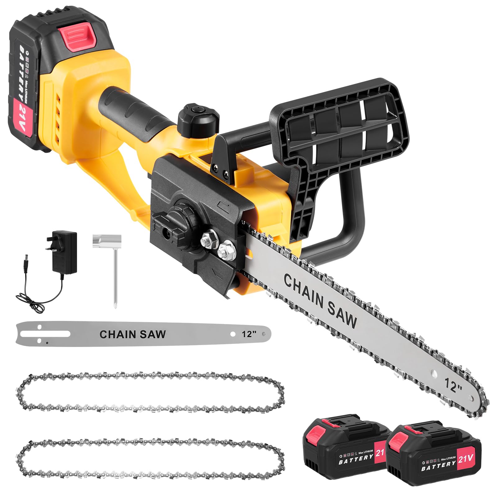 Ankishi 12" Electric Chainsaw Cordless,21V 9000RPM Brushless Cordless Chainsaw with 2Battery and Charger, Handheld Powered Saw for Wood Cutting Tree Pruning | Auto Lubrication + Full Safety — image 1
