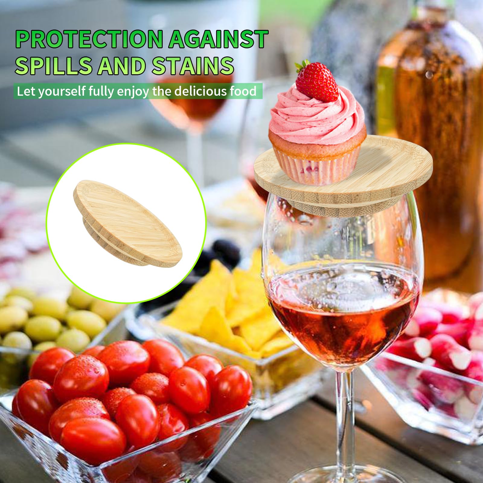 6 Pezzi Topper per Bicchiere di Vino,Topper per Salumi In Vetro Da Vino,Adatto per Antipasti,Dessert,Casa,Ristoranti e Bar