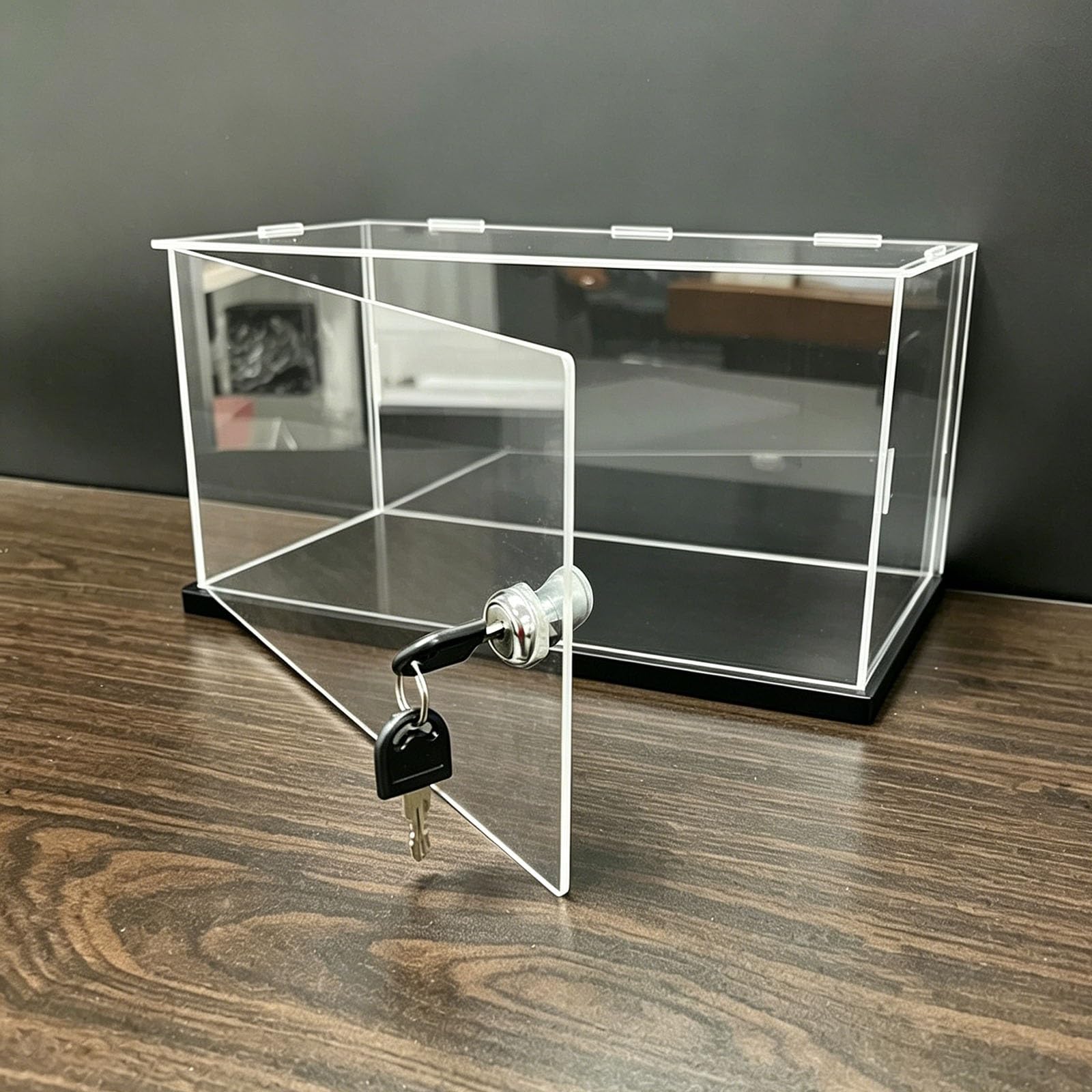 Dustproof Protective Display Case with Lock & Key, Customizable Sizes & Easy Assembly, Transparent Acrylic Box for Figurines(Black,25x25x25cm(10x10x10in))