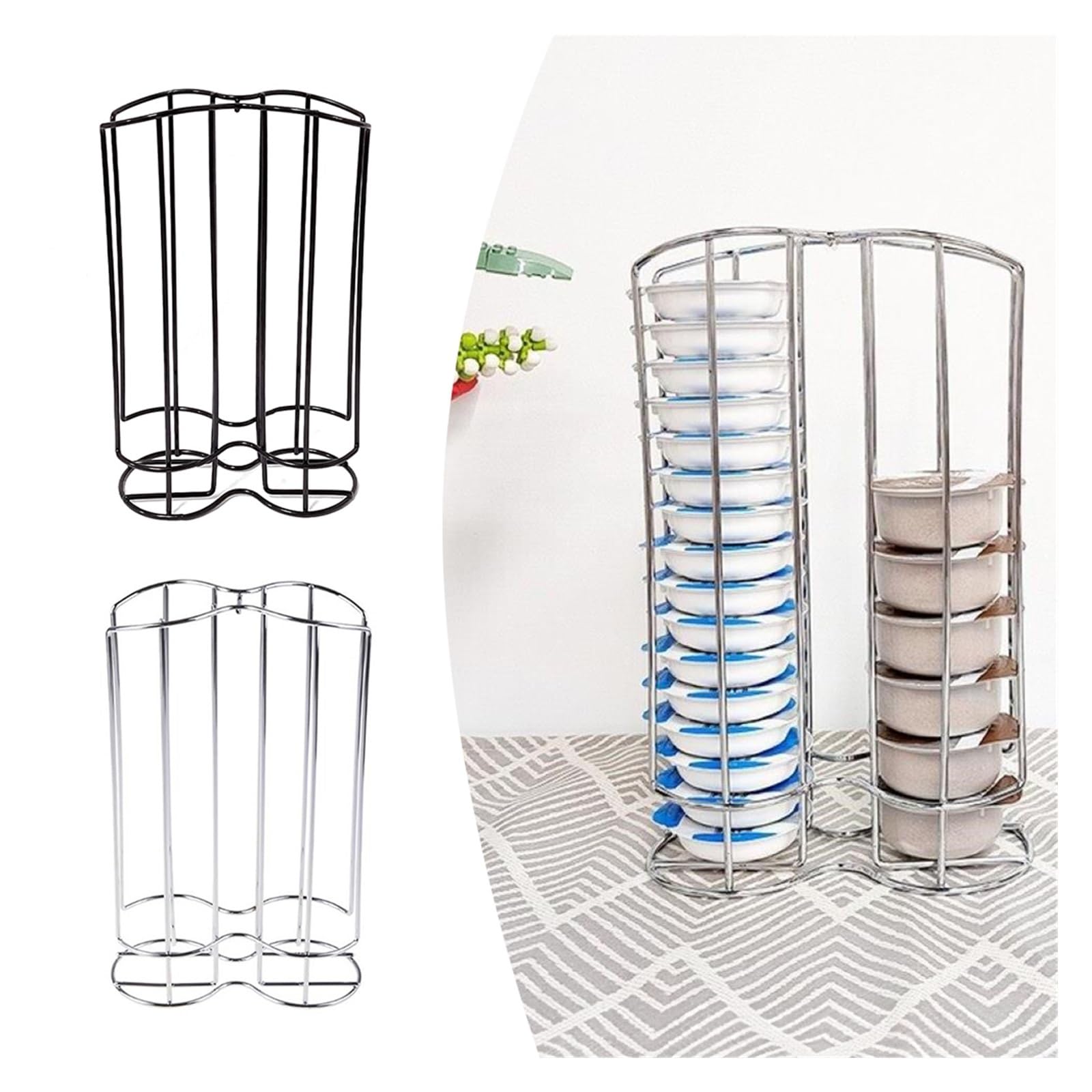 Soporte For Cápsulas De Café For 32 Capacidades, Compatible Con Tassimo, Compatible Con Bartesian, Estante De Almacenamiento De Alambre For Cápsulas For Cóctel De Café(Black 1pcs)