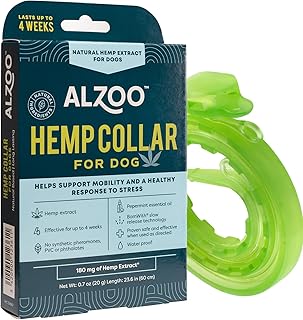 ALZOO Premium Hemp 2-in-1 Mobility & Calming Collar for Dogs, Helps Support Mobility & A Healthy Response to Stress for Up to 4 Weeks, Waterproof
