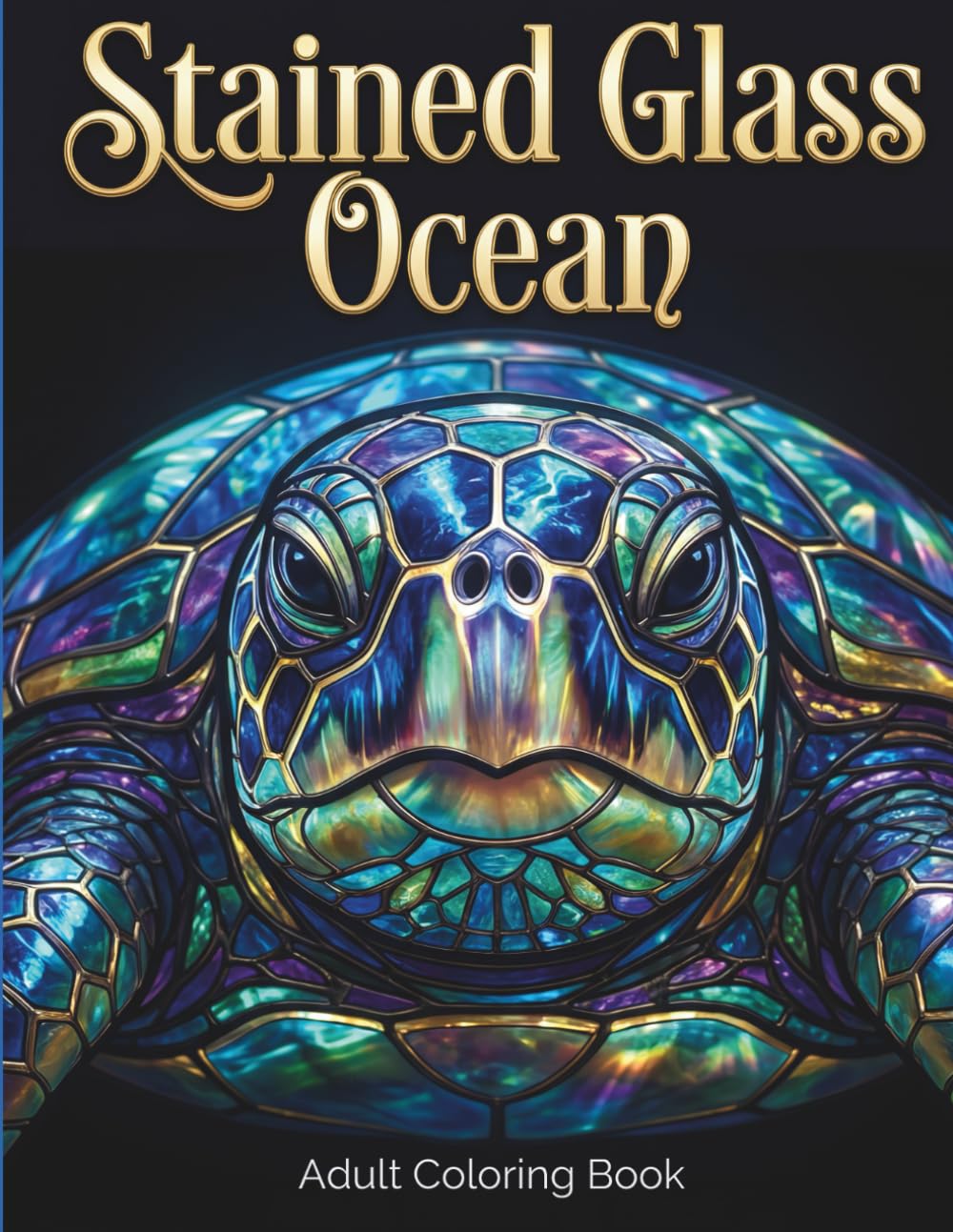 Stained Glass Ocean: An Adult Coloring Book Featuring Majestic Marine Life and Inspirational Quotes for Stress Relief and Relaxation