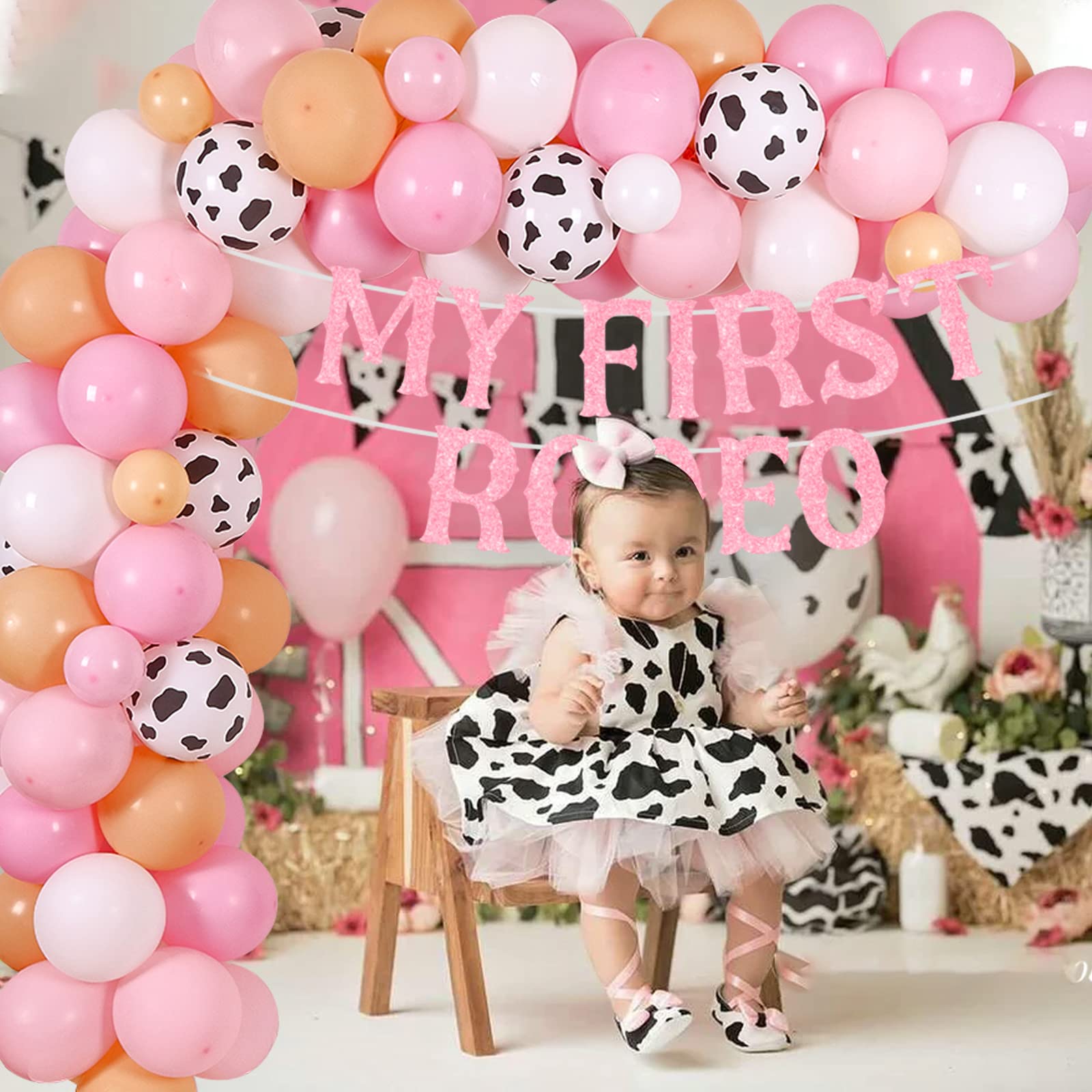 Cowgirl 1. Geburtstag Foto Banner – Pink, 13 Teile, Für Mädchen, Monatliche Meilensteine Bis 12 Monate