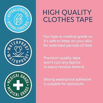 CLING IT2 Double Sided Tape for Clothes, Extra Strength All Day Adhesive Clothing Tape, Versatile Fashion Tape for Fabric, Dress, Cloth, Hemming, No Residue, Gentle on Skin & Body, Transparent Tape.